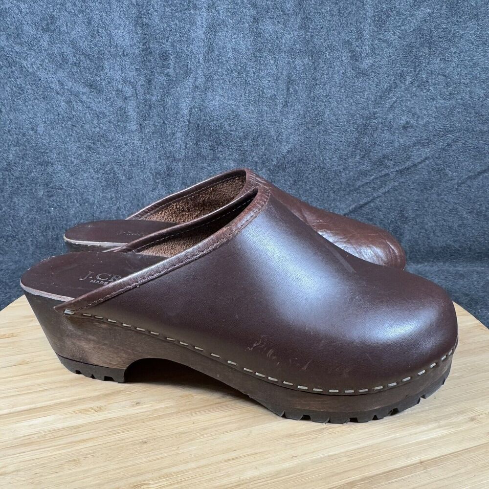 J. Crew Clogs Mules 7 M Brown Suede Round Toe Slip‎ On Shoes Italy